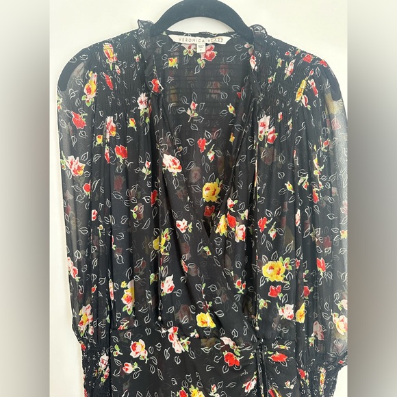 veronica beard 100% silk armeria mini dress | floral long sleeve | size 0 - Picture 3 of 13